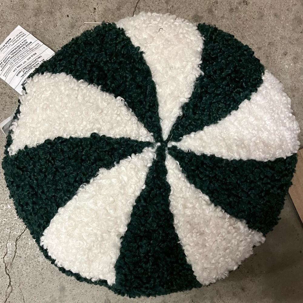 NWT Pottery Barn Green Cozy Teddy Peppermint Decorative Pillow